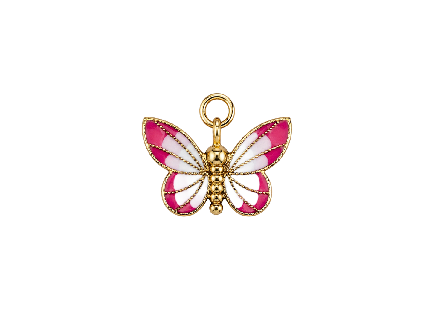 Papillon doré, rose et blanc en acier inoxydable