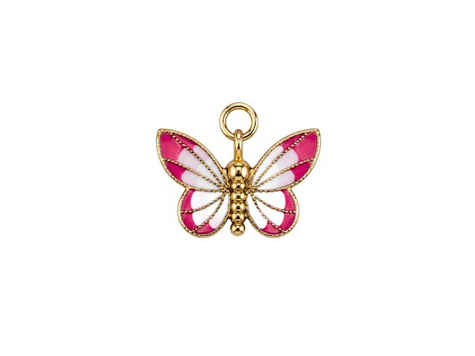 Papillon doré, rose et blanc en acier inoxydable