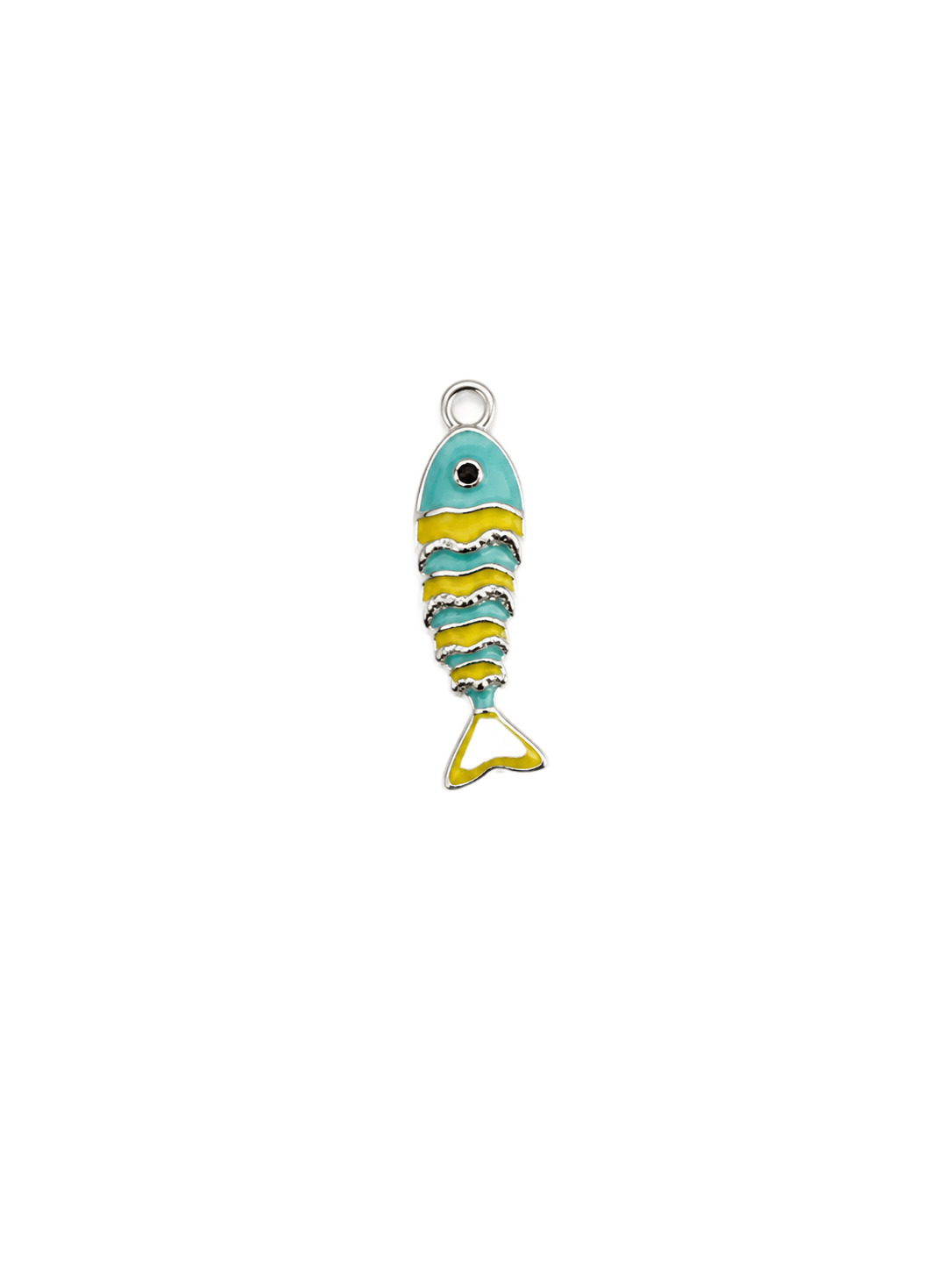 Poisson bleu clair et jaune en laiton