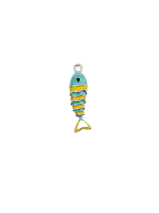 Poisson bleu clair et jaune en laiton