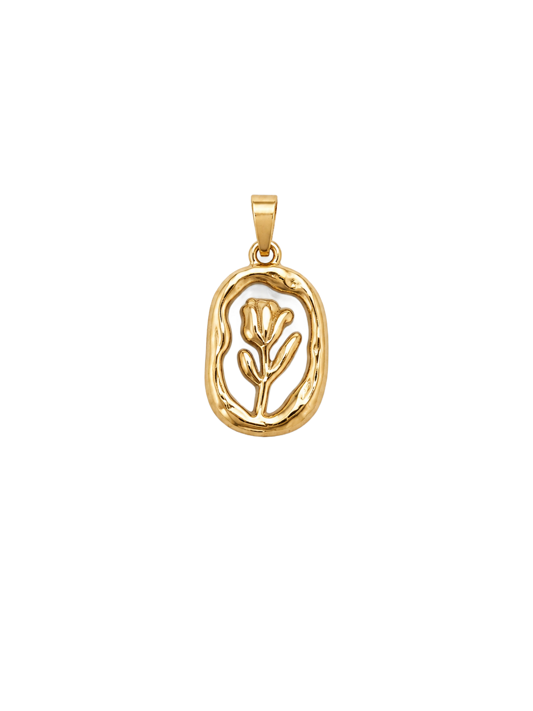 Fleur pendentif blanc avec fleur dorée