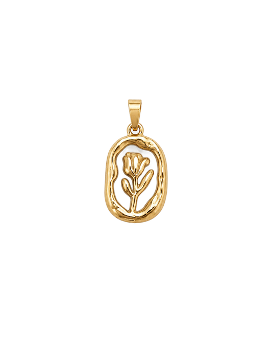 Fleur pendentif blanc avec fleur dorée