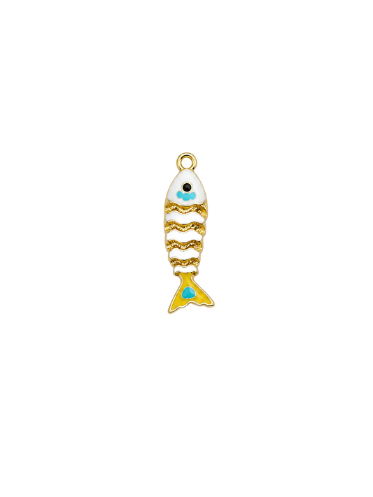 Poisson jaune et turquoise en acier inoxydable
