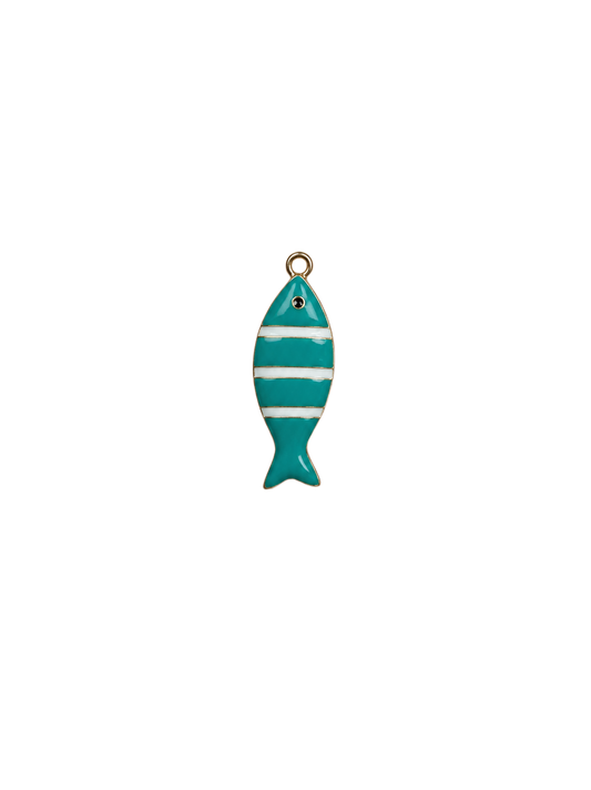 Poisson turquoise et blanc en acier inoxydable